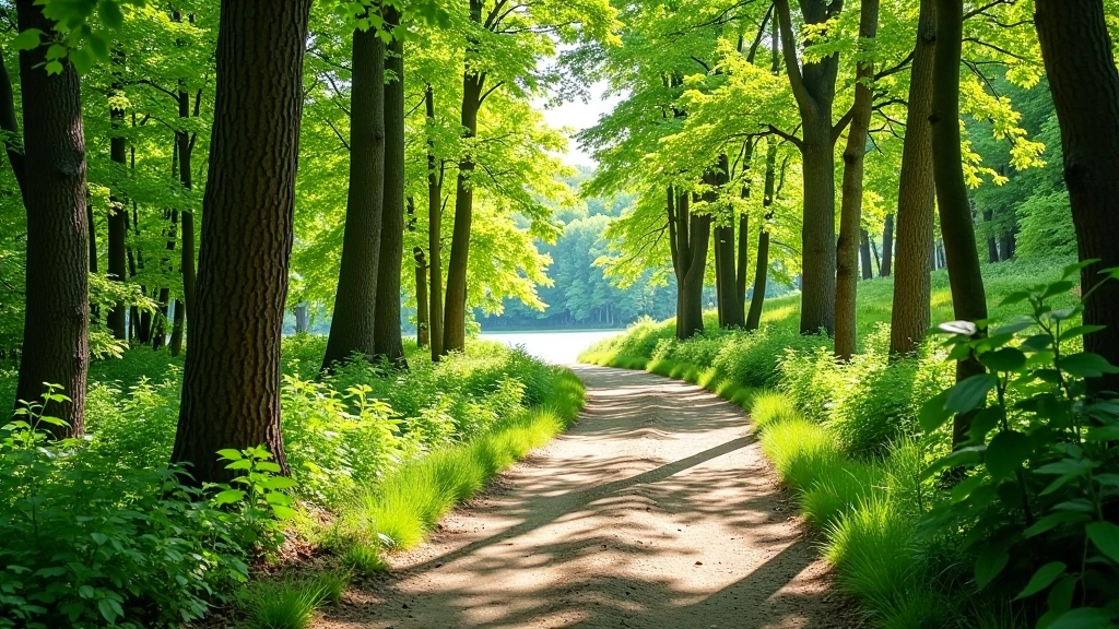 Wooded trail with elevation changes through forest
